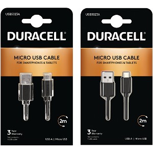 Duracell 1m+2m kabel USB-A na Micro USB