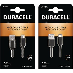 Duracell 1m+2m kabel USB-A na Micro USB